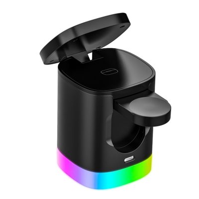 3 In 1 Magnetic Wireless Fast Charger For Smart Phone RGB Ambient Light Charging Station For Airpods IWatch - Jaazi Intl