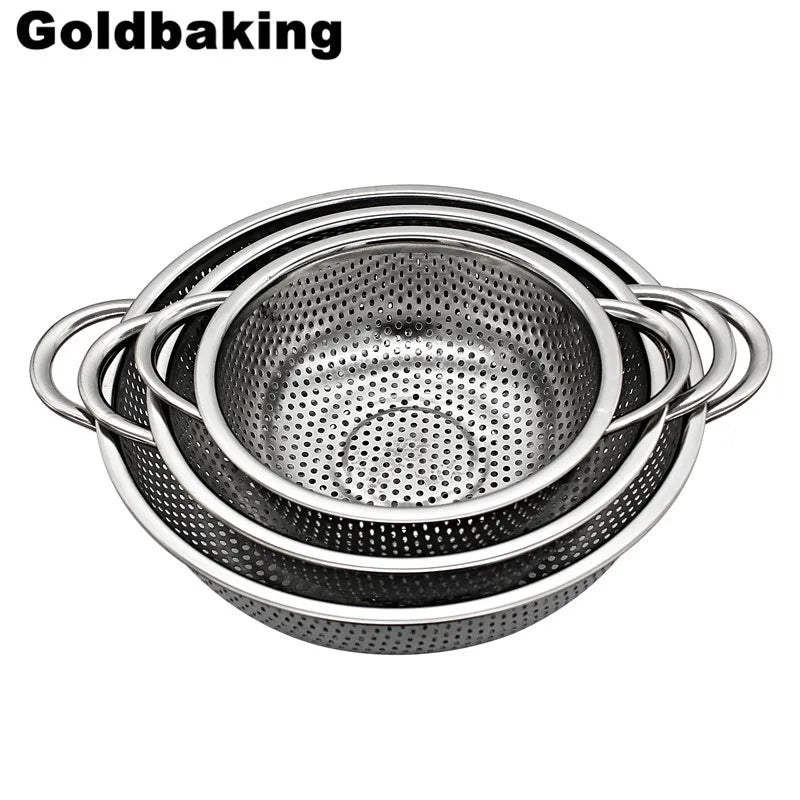 3 Pieces Stainless Steel Colander Kitchen Strainer Set - Jaazi Intl