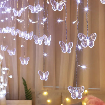 3.5m Butterfly LED STRING Strip Festival Holiday Icicle Curtain LIGHTS CHRISTMAS WEDDING Lamps 100SMD 110V/220V EU/US/ Plug - Jaazi Intl