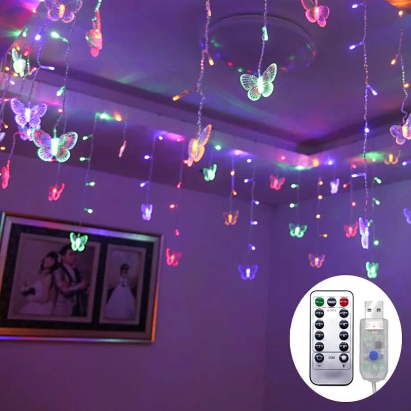 3.5m Butterfly LED STRING Strip Festival Holiday Icicle Curtain LIGHTS CHRISTMAS WEDDING Lamps 100SMD 110V/220V EU/US/ Plug - Jaazi Intl