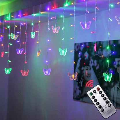 3.5m Butterfly LED STRING Strip Festival Holiday Icicle Curtain LIGHTS CHRISTMAS WEDDING Lamps 100SMD 110V/220V EU/US/ Plug - Jaazi Intl