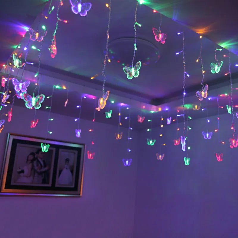 3.5m Butterfly LED STRING Strip Festival Holiday Icicle Curtain LIGHTS CHRISTMAS WEDDING Lamps 100SMD 110V/220V EU/US/ Plug - Jaazi Intl