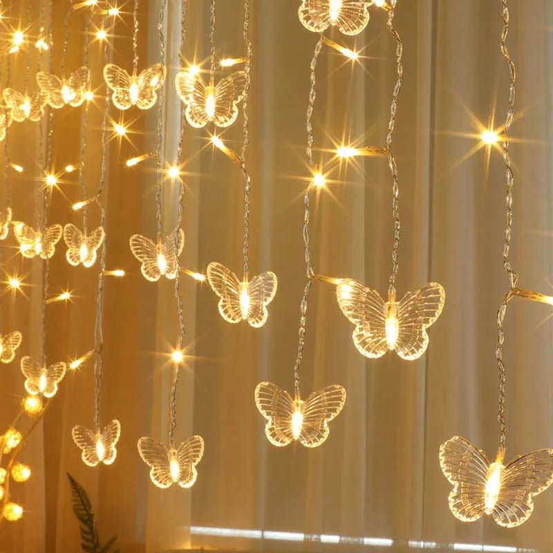 3.5m Butterfly LED STRING Strip Festival Holiday Icicle Curtain LIGHTS CHRISTMAS WEDDING Lamps 100SMD 110V/220V EU/US/ Plug - Jaazi Intl