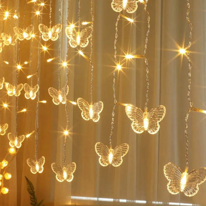 3.5m Butterfly LED STRING Strip Festival Holiday Icicle Curtain LIGHTS CHRISTMAS WEDDING Lamps 100SMD 110V/220V EU/US/ Plug - Jaazi Intl