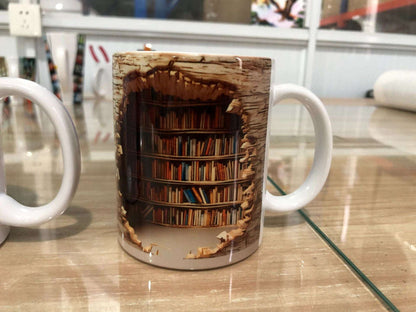 3D Bookshelf Mug Creative Ceramic Water Cup With Handle A Library Shelf Space Book Lovers Coffee Mug Birthday Christmas Gift - Jaazi Intl