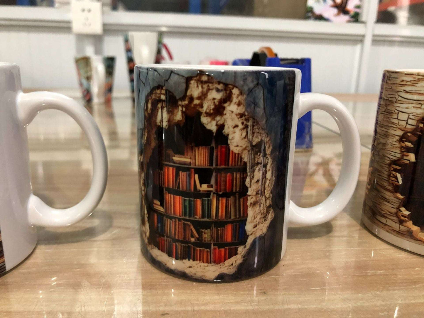 3D Bookshelf Mug Creative Ceramic Water Cup With Handle A Library Shelf Space Book Lovers Coffee Mug Birthday Christmas Gift - Jaazi Intl