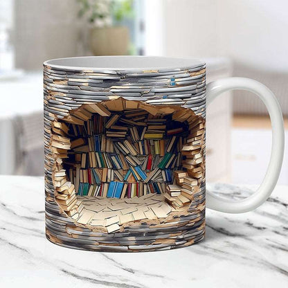 3D Bookshelf Mug Creative Ceramic Water Cup With Handle A Library Shelf Space Book Lovers Coffee Mug Birthday Christmas Gift - Jaazi Intl