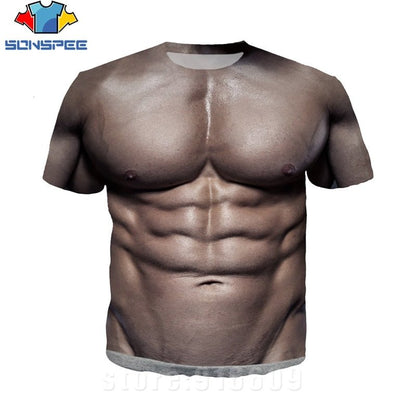 3D Printed Fake Muscle T-shirts - Jaazi Intl