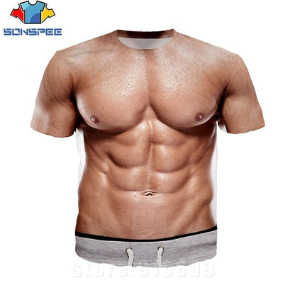 3D Printed Fake Muscle T-shirts - Jaazi Intl