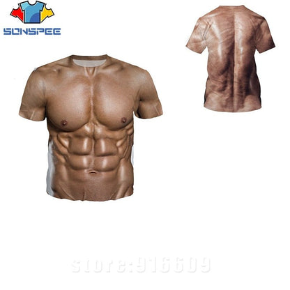 3D Printed Fake Muscle T-shirts - Jaazi Intl