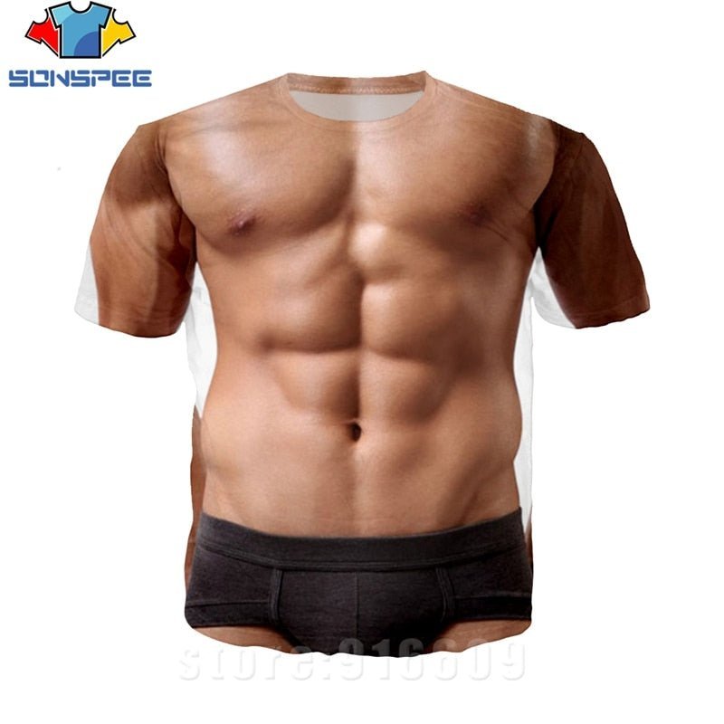 3D Printed Fake Muscle T-shirts - Jaazi Intl