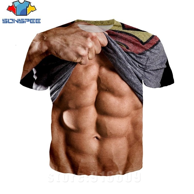 3D Printed Fake Muscle T-shirts - Jaazi Intl