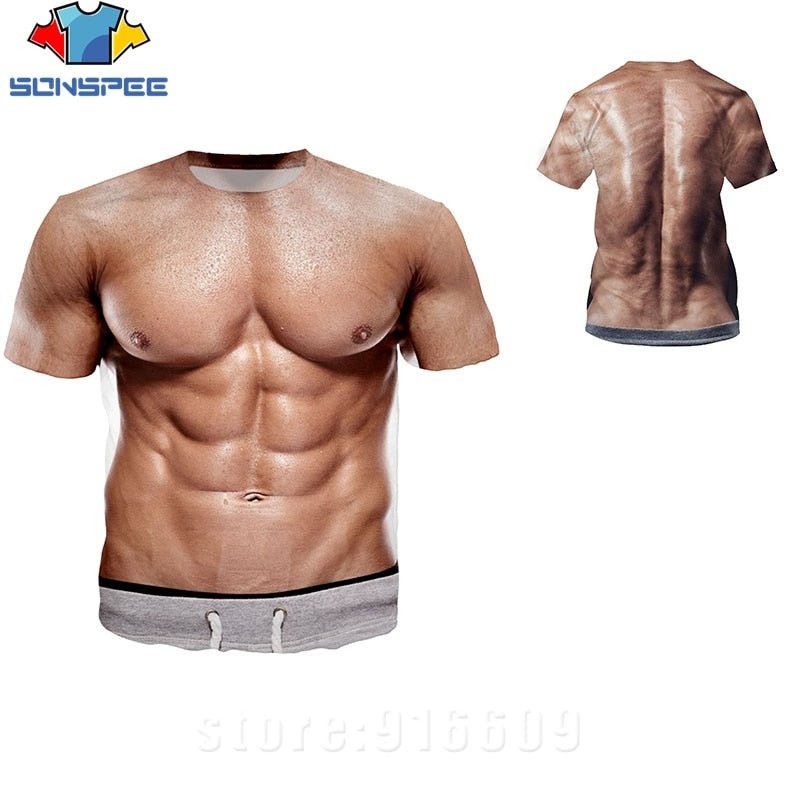 3D Printed Fake Muscle T-shirts - Jaazi Intl