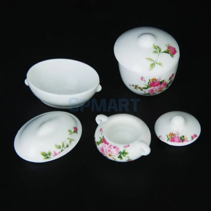 3pcs Doll House Kitchen Miniature Casserole Pot Bowl Lid with Floral Pattern - Jaazi Intl