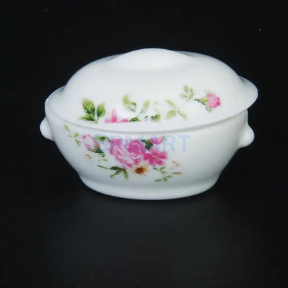 3pcs Doll House Kitchen Miniature Casserole Pot Bowl Lid with Floral Pattern - Jaazi Intl