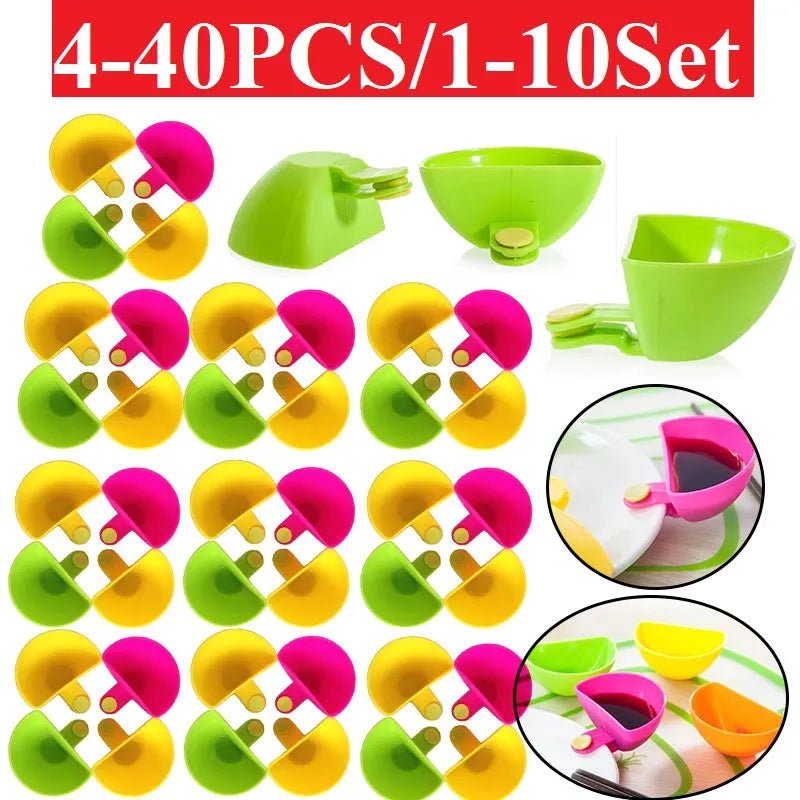 4-40Pcs Assorted Salad Sauce Ketchup Dip Clip Cup Bowl Saucer Tableware Box for Tomato Sauce Sugar Kitchen Gadgets - Jaazi Intl