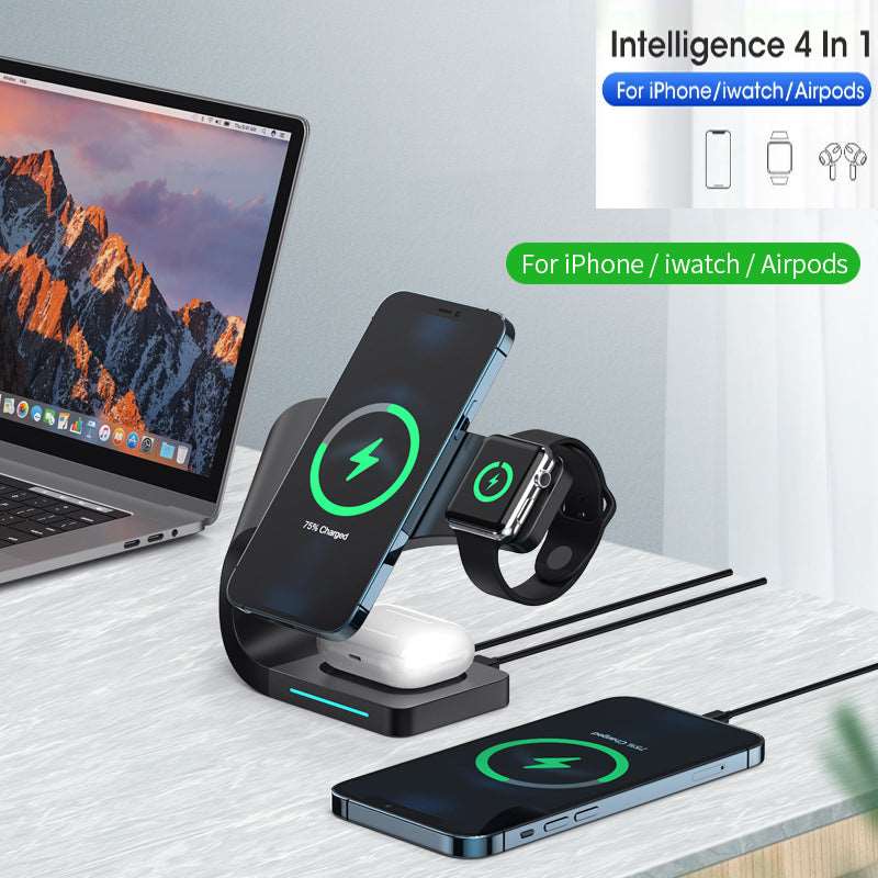 4 in 1 Magnetic Wireless Charger for iPhone12 Apple Watch Headphones Wireless Charging - Jaazi Intl