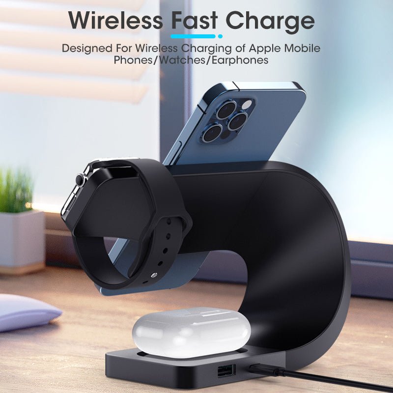 4 in 1 Magnetic Wireless Charger for iPhone12 Apple Watch Headphones Wireless Charging - Jaazi Intl