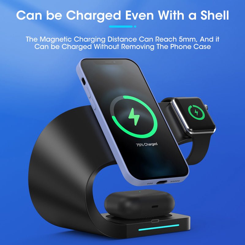 4 in 1 Magnetic Wireless Charger for iPhone12 Apple Watch Headphones Wireless Charging - Jaazi Intl