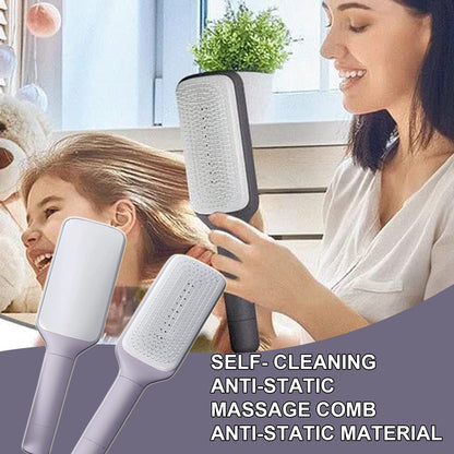 4 In 1 Self Cleaning Hair Brush New Self-Cleaning Anti-Static Massage Comb Scalable Rotate Lifting Self Cleaning Hairbrush - Jaazi Intl