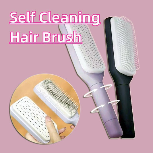 4 In 1 Self Cleaning Hair Brush New Self-Cleaning Anti-Static Massage Comb Scalable Rotate Lifting Self Cleaning Hairbrush - Jaazi Intl