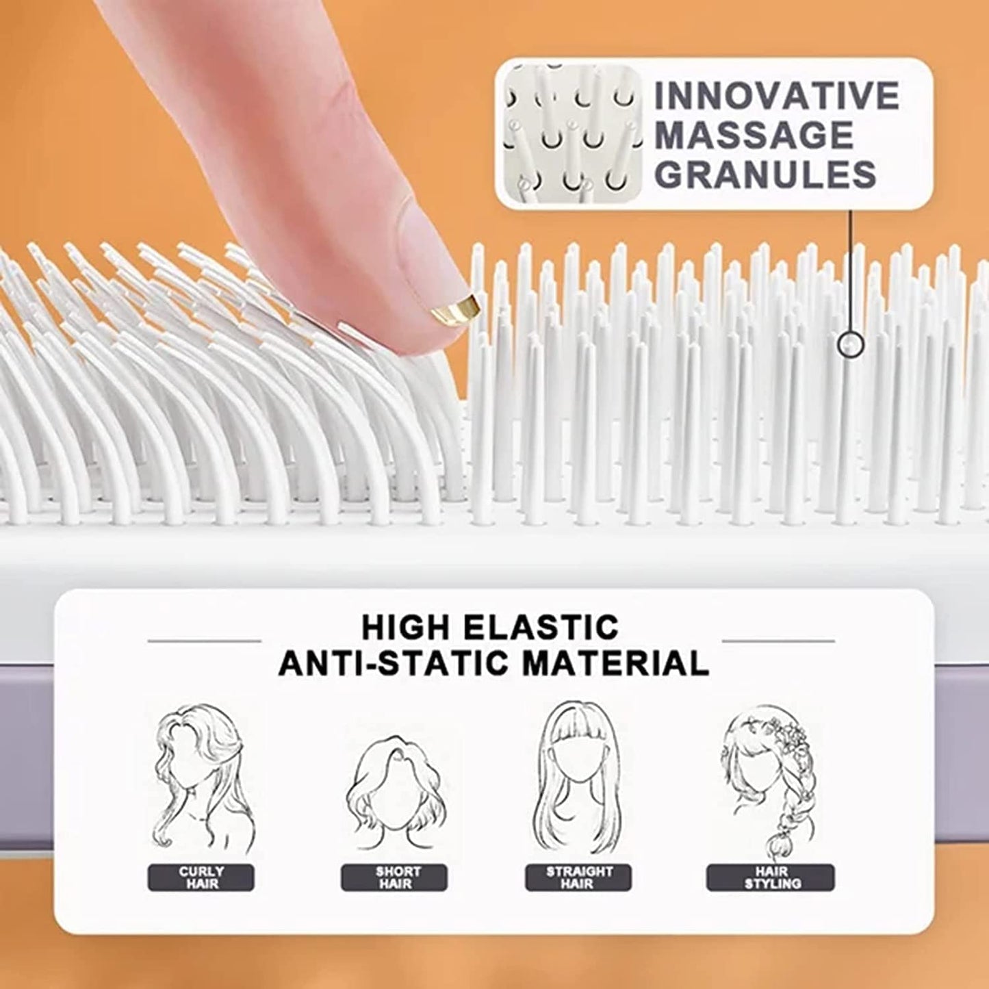 4 In 1 Self Cleaning Hair Brush New Self-Cleaning Anti-Static Massage Comb Scalable Rotate Lifting Self Cleaning Hairbrush - Jaazi Intl