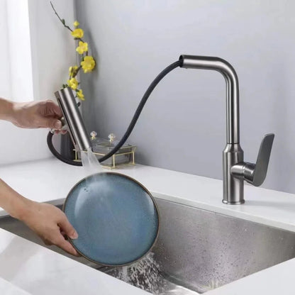 4 Modes Waterfall Kitchen Faucet Pull out Stream Sprayer Stainless Steel Hot Cold Single Hole 360 ° Rotation - Jaazi Intl