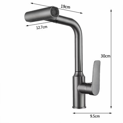 4 Modes Waterfall Kitchen Faucet Pull out Stream Sprayer Stainless Steel Hot Cold Single Hole 360 ° Rotation - Jaazi Intl