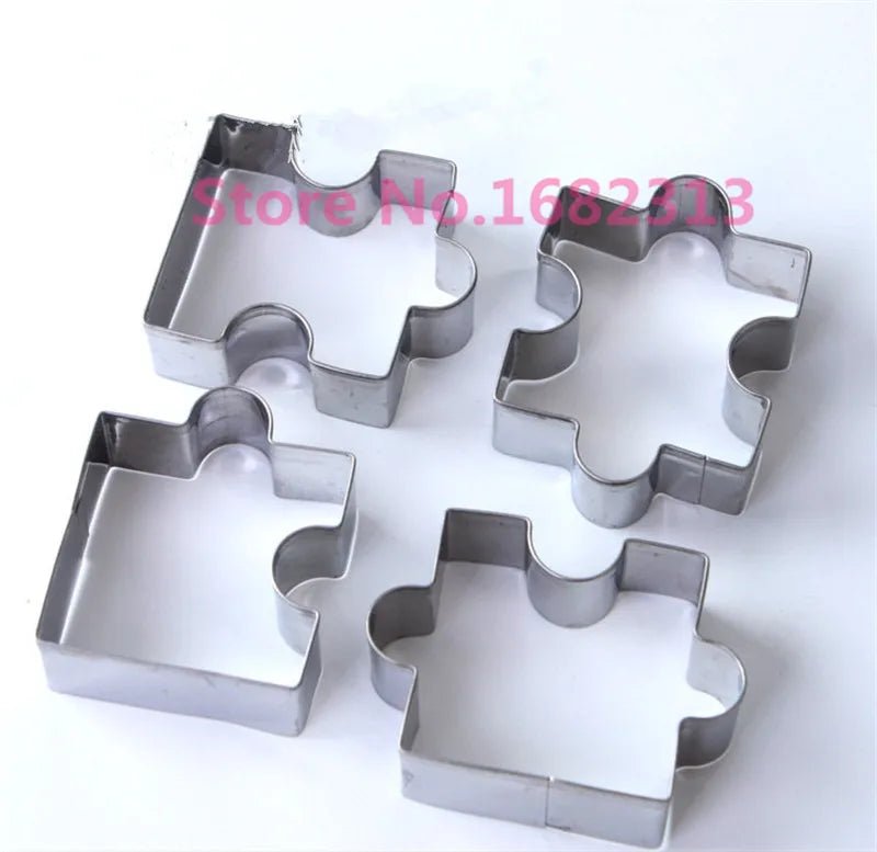 4 Pcs Puzzle Shape Stainless Steel Cookie Cutter Set DIY Biscuit Mold Kitchen Tools Dessert Bakeware ma - Jaazi Intl