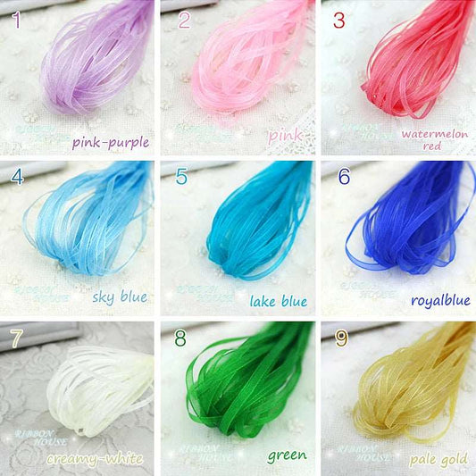 (40 meters/lot) 3mm organza ribbons wholesale gift wedding Christmas decoration wrapping lace - Jaazi Intl