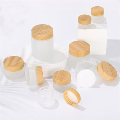 5-50g Mini Frosted Glass Empty Jar Pot Cosmetic Makeup Inner Lid Face Cream Lip Balm Sealed Storage Container Refillable Bottles - Jaazi Intl