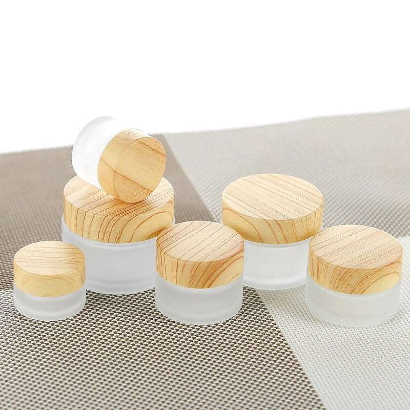 5-50g Mini Frosted Glass Empty Jar Pot Cosmetic Makeup Inner Lid Face Cream Lip Balm Sealed Storage Container Refillable Bottles - Jaazi Intl