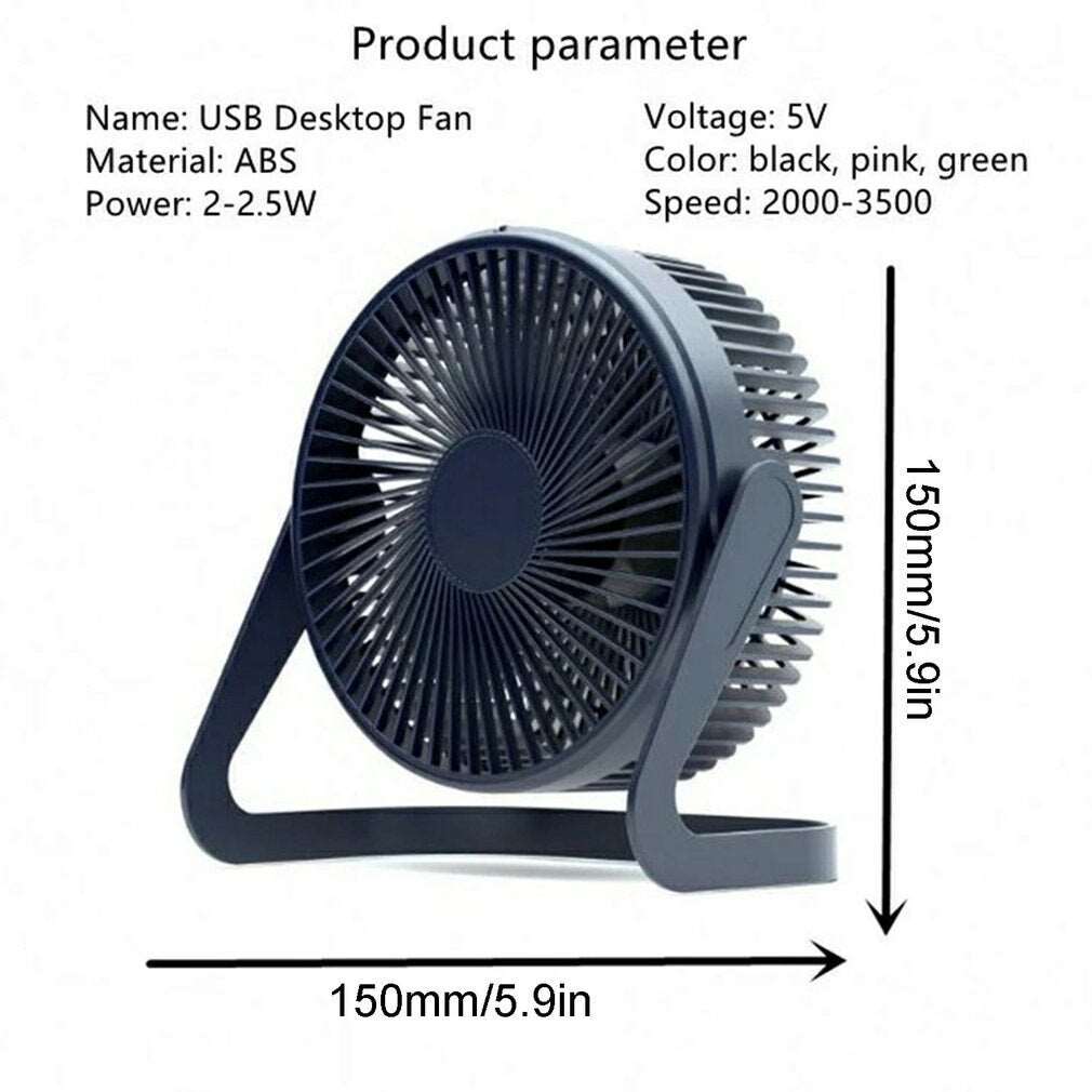 5 Inch USB Desktop Fan 360° Rotating Mini Adjustable Portable Electric Fan Summer Mute Air Cooler For Home Office - Jaazi Intl