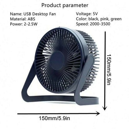 5 Inch USB Desktop Fan 360° Rotating Mini Adjustable Portable Electric Fan Summer Mute Air Cooler For Home Office - Jaazi Intl