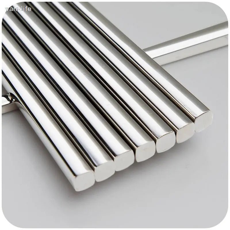 5 pairs/vanzlife food stainless steel chinese chopstick for sushi household children's Chopstick holder Kitchen metal chopsticks - Jaazi Intl