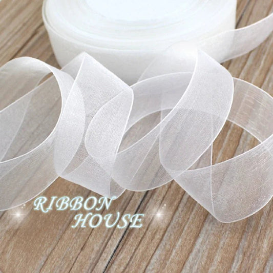 (50 yards/roll) 12/15/20/25/40/50mm Organza ribbons wholesale white gift wrapping decoration Christmas ribbons - Jaazi Intl