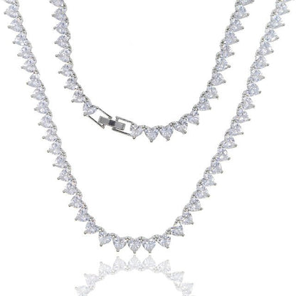 5A Heart CZ Tennis Necklace - Jaazi Intl