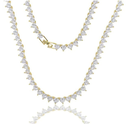 5A Heart CZ Tennis Necklace - Jaazi Intl