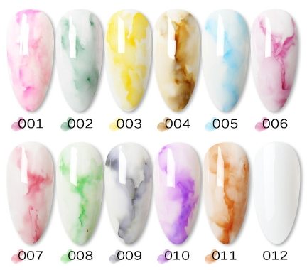 Nail Art Ink Smudge Liquid Bubble Marble Gradient Water Dye Japanese Quick-drying Smoky Color Smudge Liquid Set 15ml