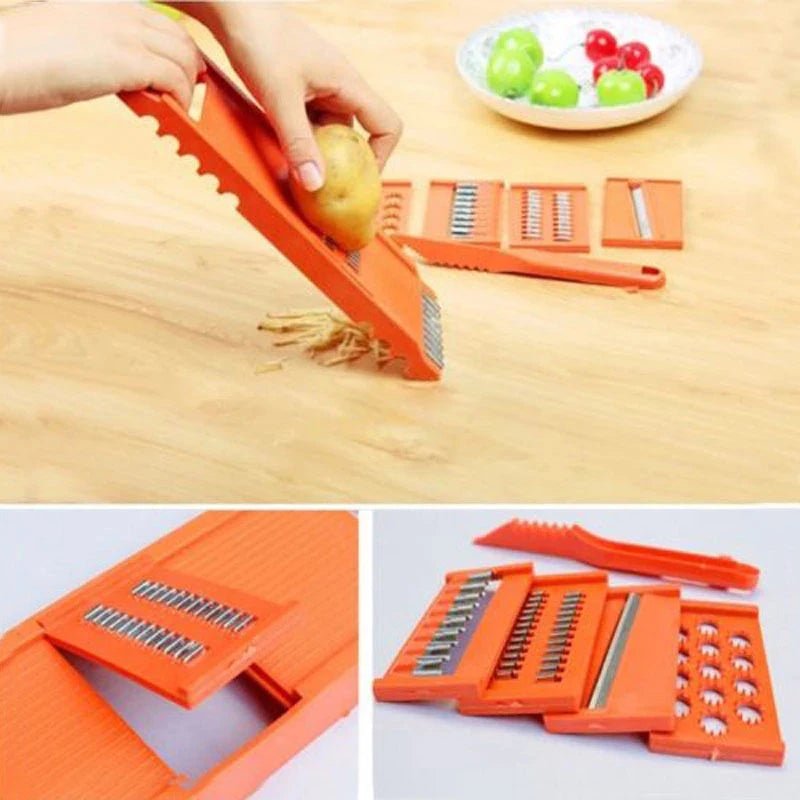 7pcs/set Vegetable Fruit Potato Mandoline Slicer Peeler Dicer Cutter Chopper Grater Kitchen Vegetable Cutter Kitchen Accessories - Jaazi Intl