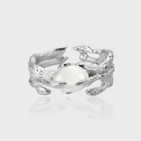 Bague Irrégulière Agate Blanche Ventfille