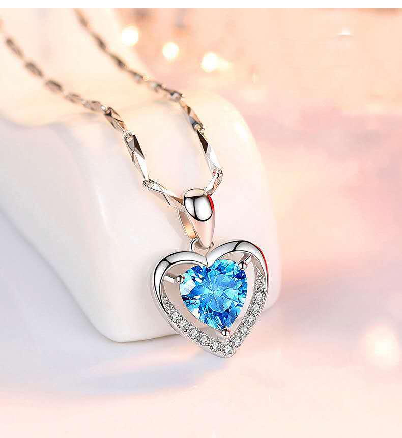 925 Heart-shaped Rhinestones Necklace Luxury Personalized Necklace For Women Jewelry Jewelry Valentine's Day Gift - Jaazi Intl