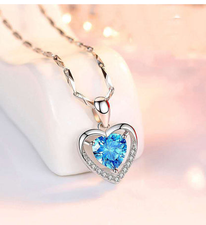 925 Heart-shaped Rhinestones Necklace Luxury Personalized Necklace For Women Jewelry Jewelry Valentine's Day Gift - Jaazi Intl