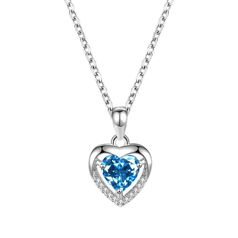 925 Heart-shaped Rhinestones Necklace Luxury Personalized Necklace For Women Jewelry Jewelry Valentine's Day Gift - Jaazi Intl