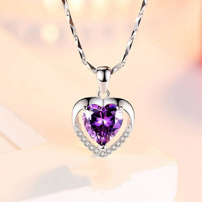 925 Heart-shaped Rhinestones Necklace Luxury Personalized Necklace For Women Jewelry Jewelry Valentine's Day Gift - Jaazi Intl