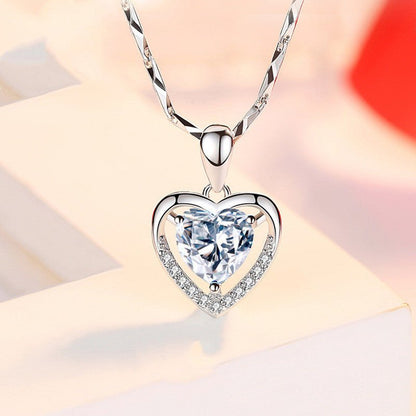 925 Heart-shaped Rhinestones Necklace Luxury Personalized Necklace For Women Jewelry Jewelry Valentine's Day Gift - Jaazi Intl