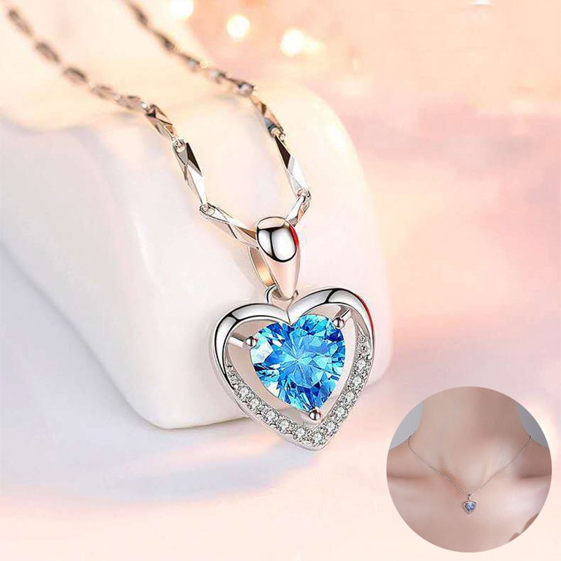 925 Heart-shaped Rhinestones Necklace Luxury Personalized Necklace For Women Jewelry Jewelry Valentine's Day Gift - Jaazi Intl