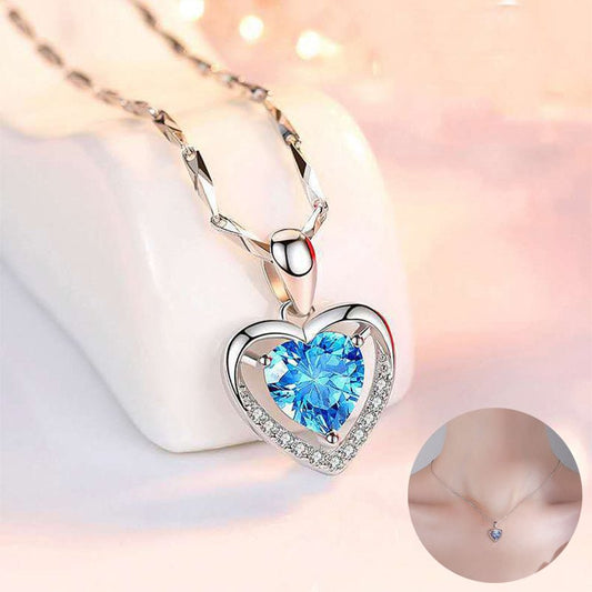 925 Heart-shaped Rhinestones Necklace Luxury Personalized Necklace For Women Jewelry Jewelry Valentine's Day Gift - Jaazi Intl