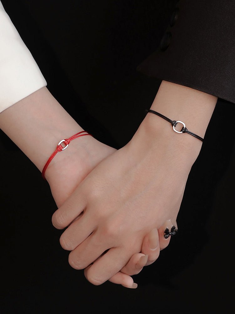 925 Sterling Silver Couple Red Rope Bracelet, Primordial Year, Handwoven Bracelet, Small Design for Men and Women - Jaazi Intl