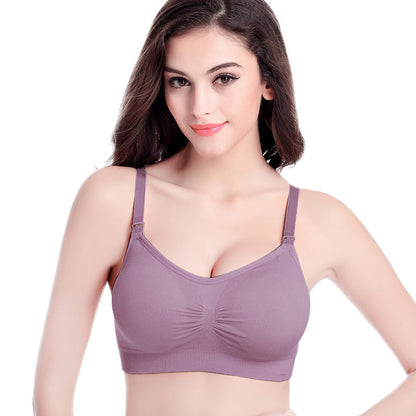 Adjustable Breastfeeding Bra With Open Buckle And No Steel Rings Underwear Pregnant Women Gather Non-sagging Breastfeeding Bra With Breast Pad